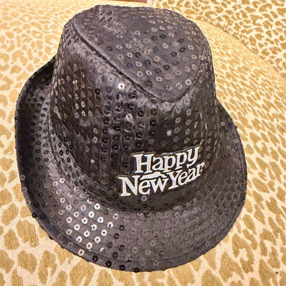 Sequin Black Happy New Year Party Hat